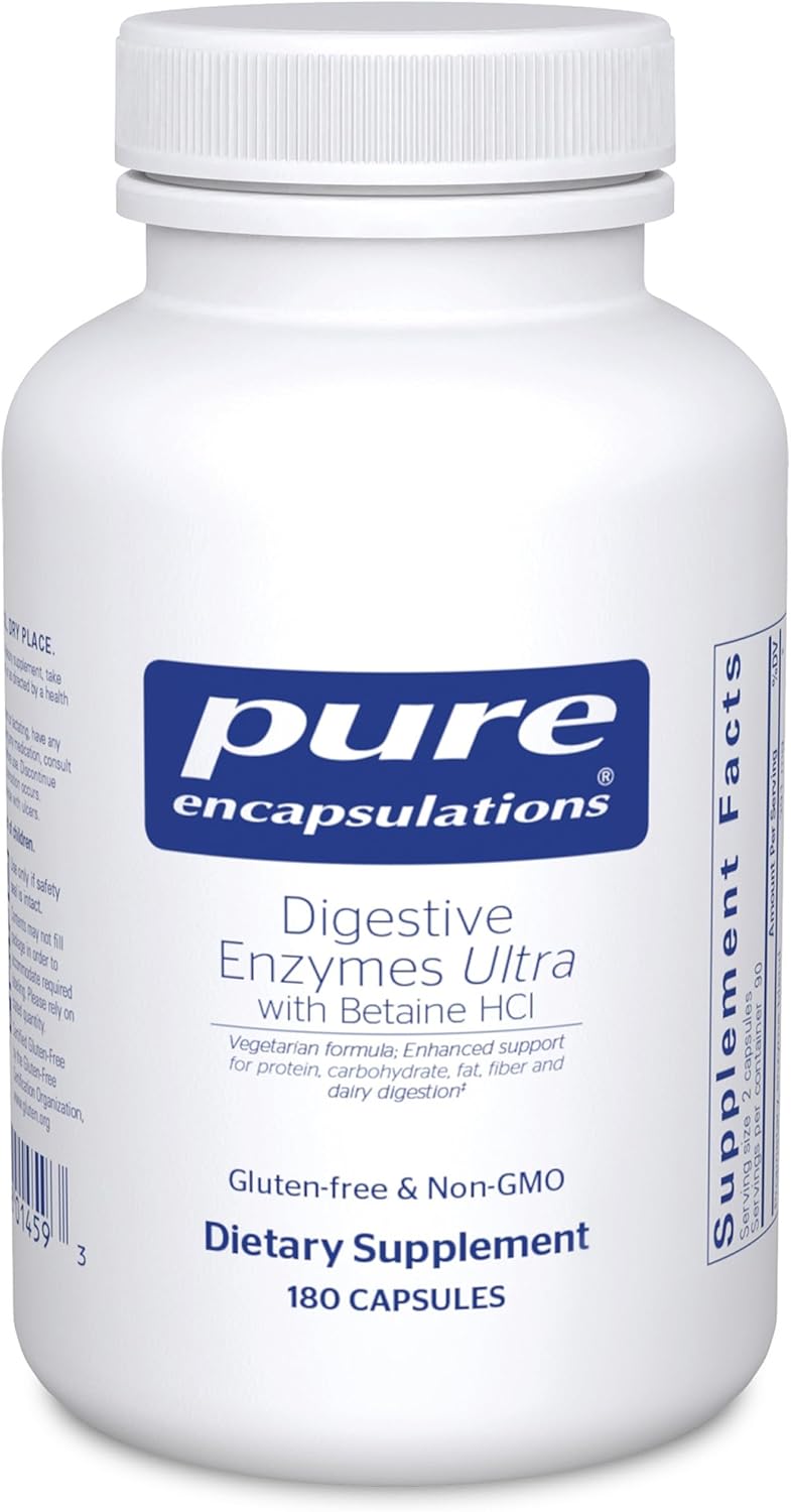 Pure Encapsulations Digestive Enzymes Ultra with Betaine HCl - Vegetarian Digestive Enzyme Supplement to Support Protein, Carb, Fiber, and Dairy Digestion - 90 Capsules