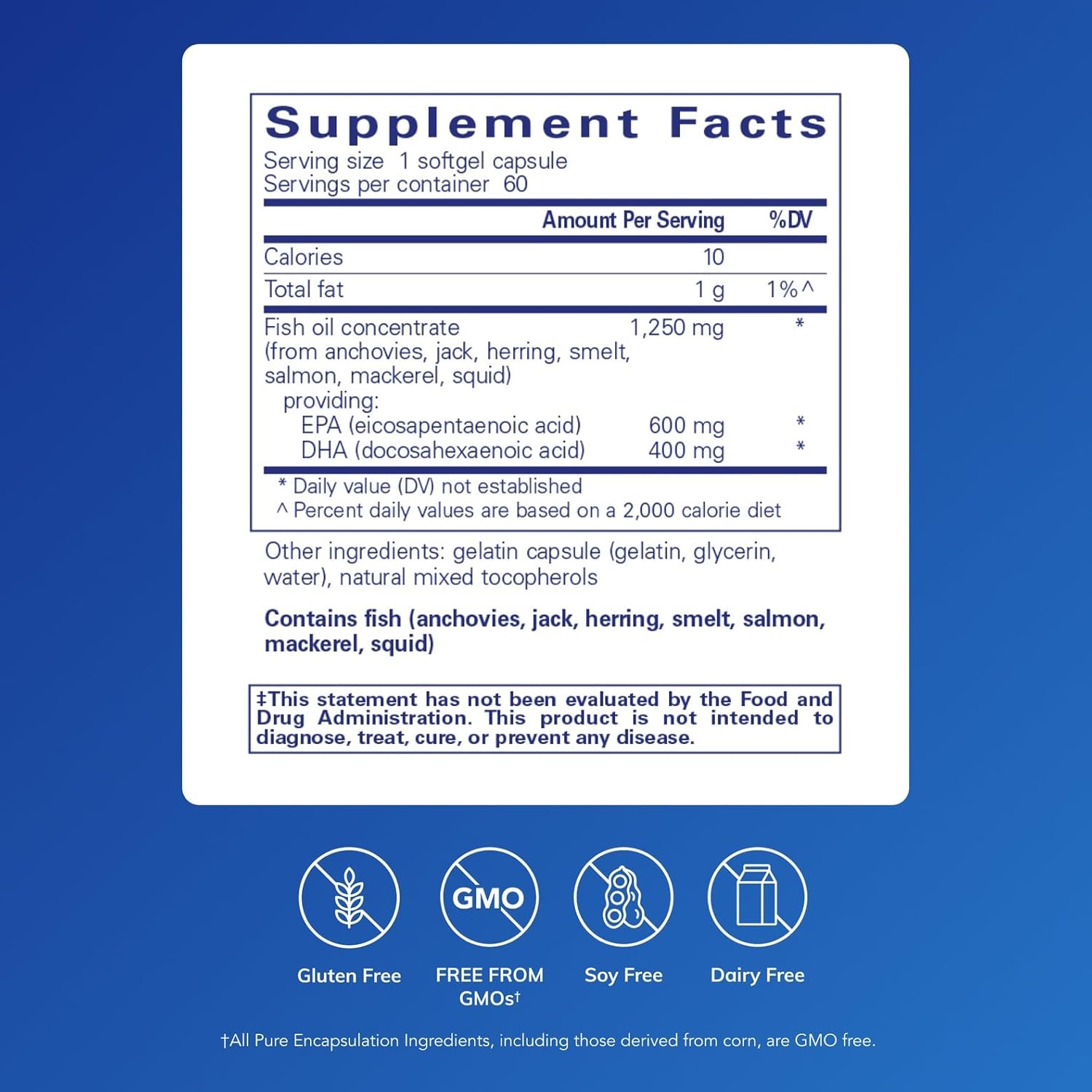 Pure Encapsulations O.N.E. Omega - Fish Oil Supplement for Heart Health, Joints, Skin, Eyes, and Cognition* - Fish Oil Concentrate with EPA and DHA - 60 Softgel Capsules - Image 2