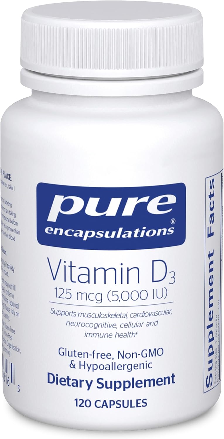 Pure Encapsulations Vitamin D3 125 mcg (5,000 IU) – 120 Capsules