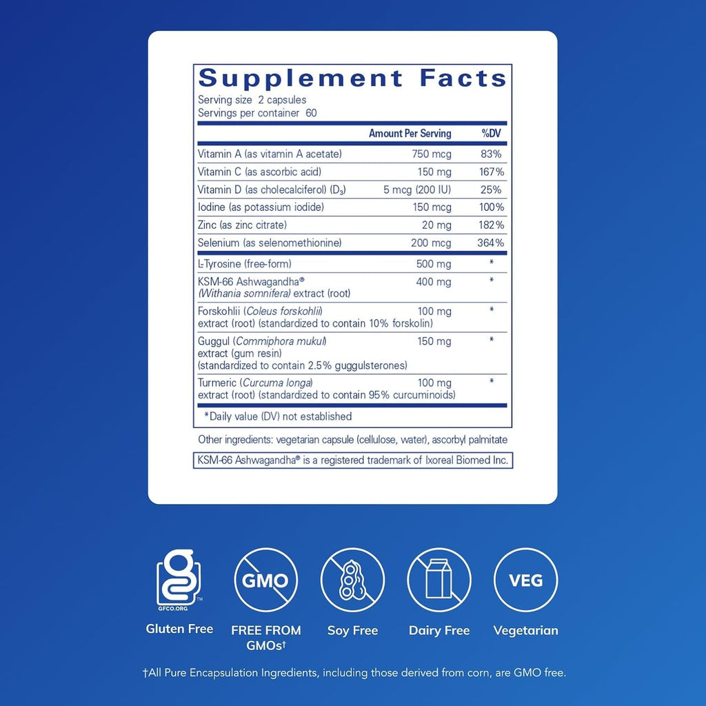 Pure Encapsulations Thyroid Support Complex - Supports Thyroid Health* - Antioxidant Infusion - with Ashwagandha & Iodine - Non-GMO & Vegetarian - Image 2