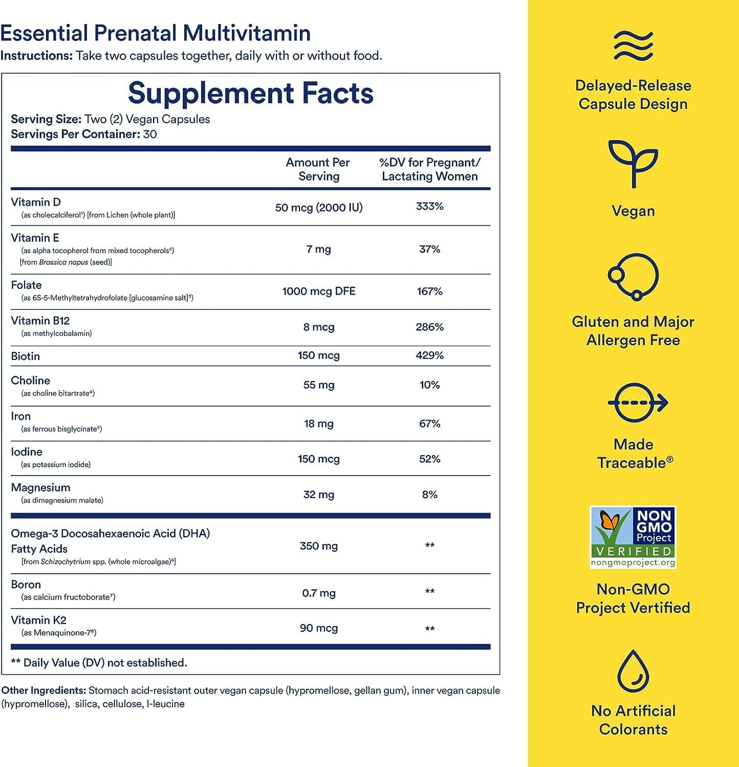 Ritual Prenatal Multivitamin For Women - Key Essential Vitamins and Minerals To Support Mom and Baby During Pregnancy* - Folate, Choline, Omega-3 DHA, Iron - Vegan - Citrus - 60 Capsules - 30 Servings - Image 3