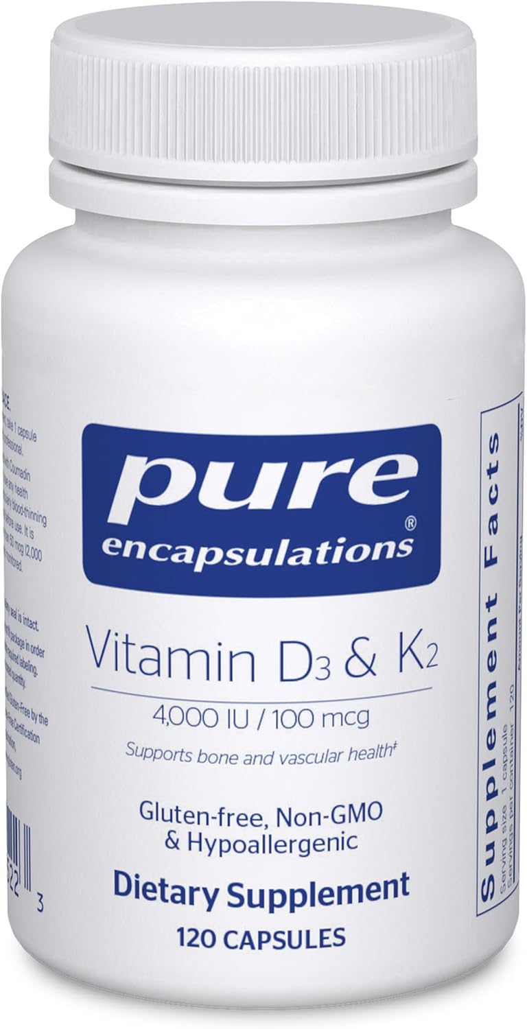 Pure Encapsulations Vitamin D3 & K2 - Bone & Vascular Health Support - Immune Function Support* - Gluten Free - Non-GMO - 60 Capsules