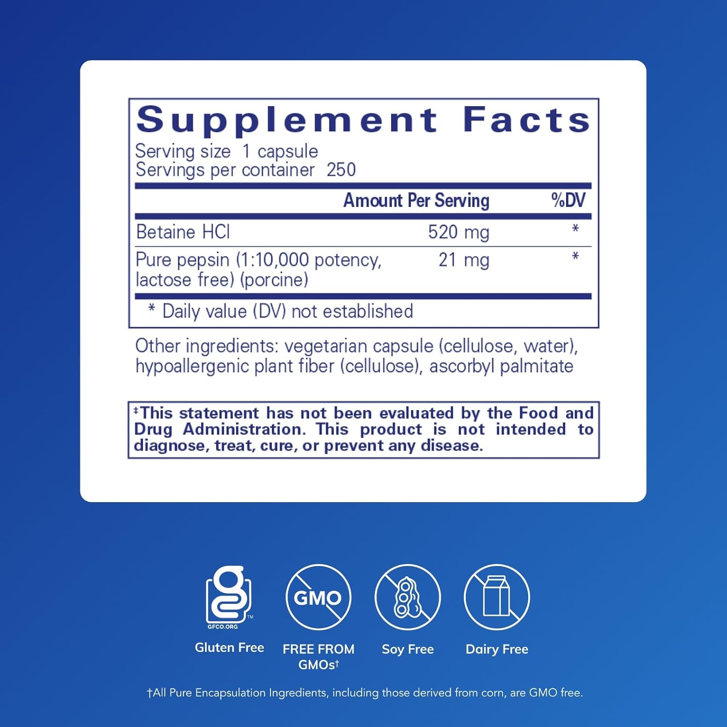 Pure Encapsulations Betaine HCl Pepsin - Digestive Enzymes Supplement for Digestion Aid & Support, Stomach Acid & Nutrient Absorption* - with Betaine HCl Pepsin - Image 2