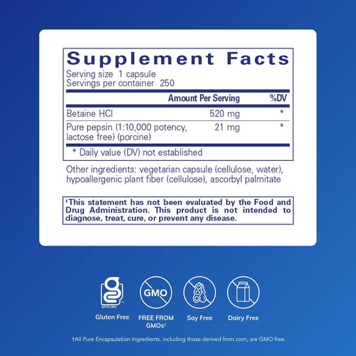 Pure Encapsulations Betaine HCl Pepsin - Digestive Enzymes Supplement for Digestion Aid & Support, Stomach Acid & Nutrient Absorption* - with Betaine HCl Pepsin - Image 2