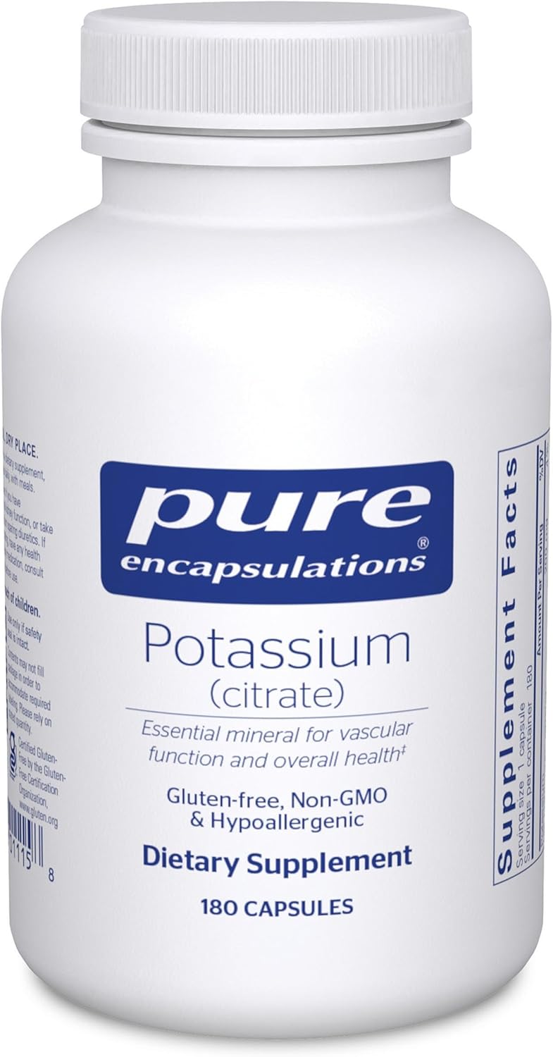Pure Encapsulations Potassium (Citrate) - Essential Electrolyte Supplement to Support Nerve & Muscle Function, Adrenals, Hormones, Heart Health & Energy* - Potassium Citrate Capsule - 90 Capsules