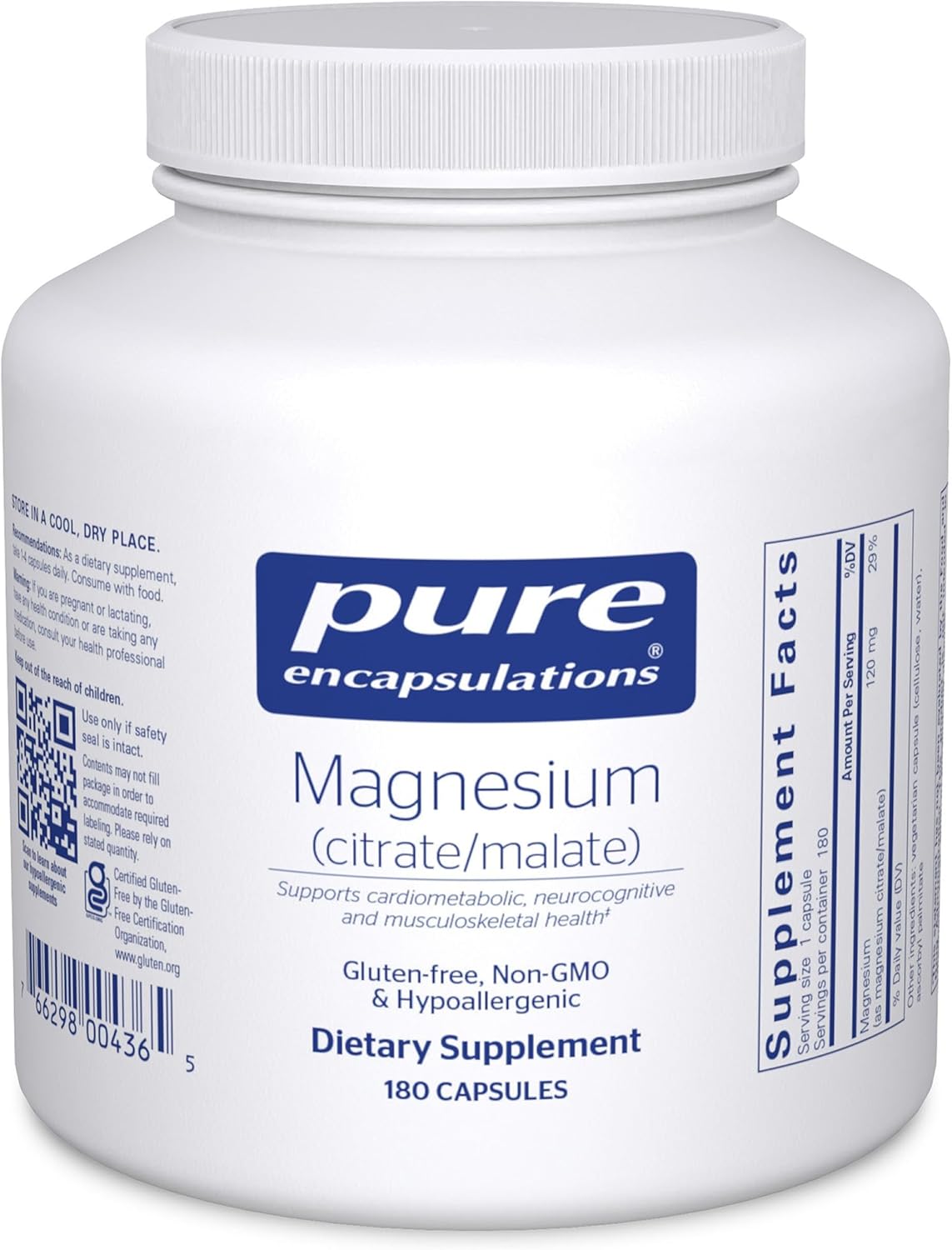 Pure Encapsulations Magnesium (Citrate/Malate) – 180 Capsules