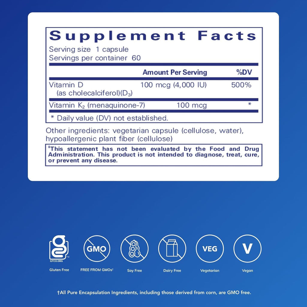 Pure Encapsulations Vitamin D3 & K2 - Bone & Vascular Health Support - Immune Function Support* - Gluten Free - Non-GMO - Image 2