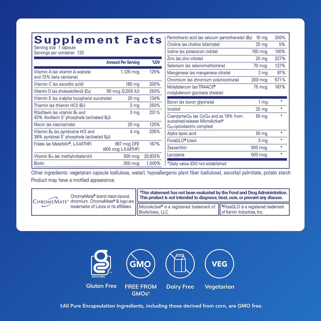Pure Encapsulations O.N.E. Multivitamin - Once Daily Multivitamin with Antioxidant Complex Metafolin, CoQ10, and Lutein to Support Vision, Cognitive Function, and Cellular Health* - Image 2
