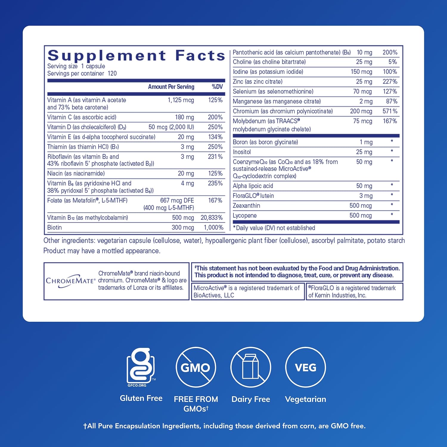 Pure Encapsulations O.N.E. Multivitamin - Once Daily Multivitamin with Antioxidant Complex Metafolin, CoQ10, and Lutein to Support Vision, Cognitive Function, and Cellular Health* - Image 2