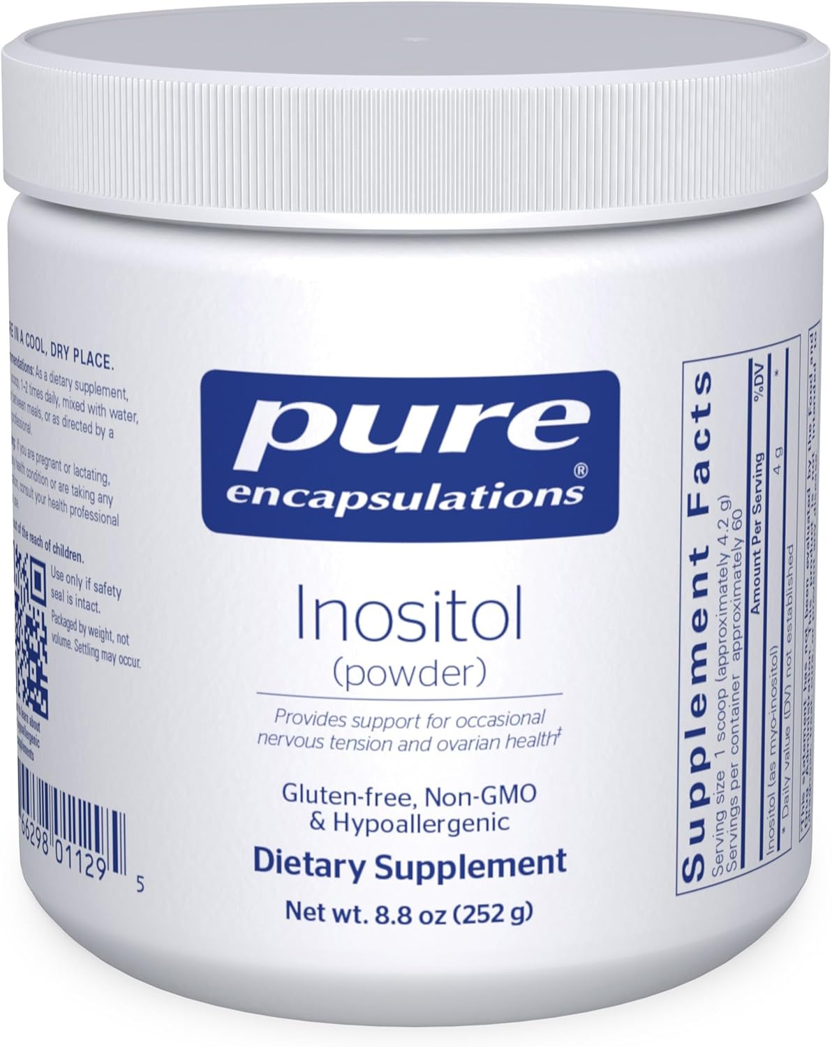Pure Encapsulations Inositol (Powder) - Supplement to Support Energy, Nervous System & Ovarian Function* - with Myo-Inositol - 8.8 Ounces - 8.8 Ounces (250 g) Powder