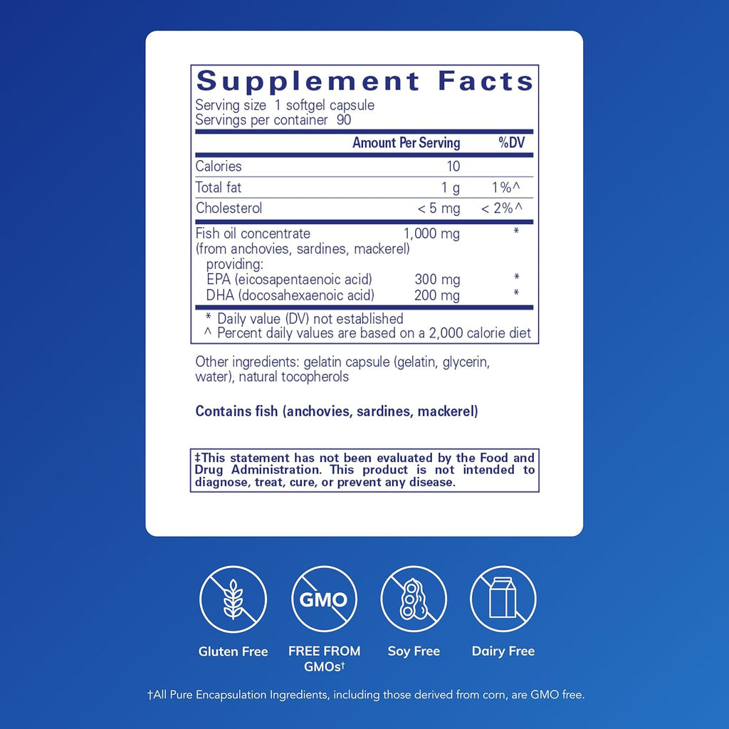 Pure Encapsulations EPA/DHA Essentials - Fish Oil Concentrate Supplement to Support Cardiovascular Health - Premium EPA & DHA Supplement with Omega 3 - 90 Softgel Capsules - Image 2