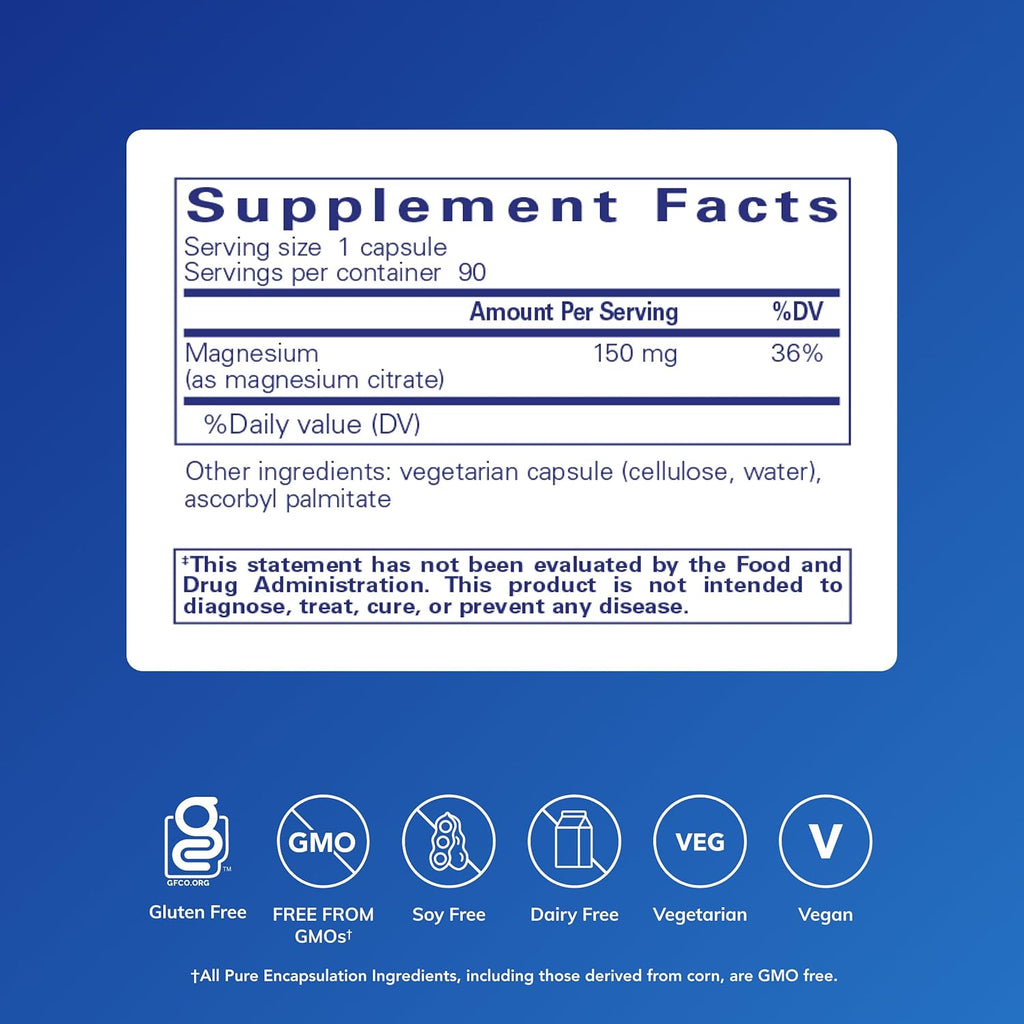 Pure Encapsulations Magnesium (Citrate) - Supplement for Sleep, Heart Health, Cognitive Health, Bone Health, Energy, Muscles, and Metabolism - with Premium Magnesium - Image 2