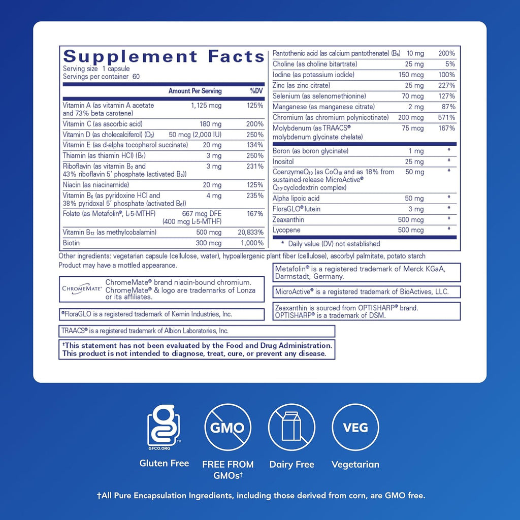 Pure Encapsulations O.N.E. Multivitamin - Once Daily Multivitamin with Antioxidant Complex Metafolin, CoQ10, and Lutein to Support Vision, Cognitive Function, and Cellular Health* - Image 2