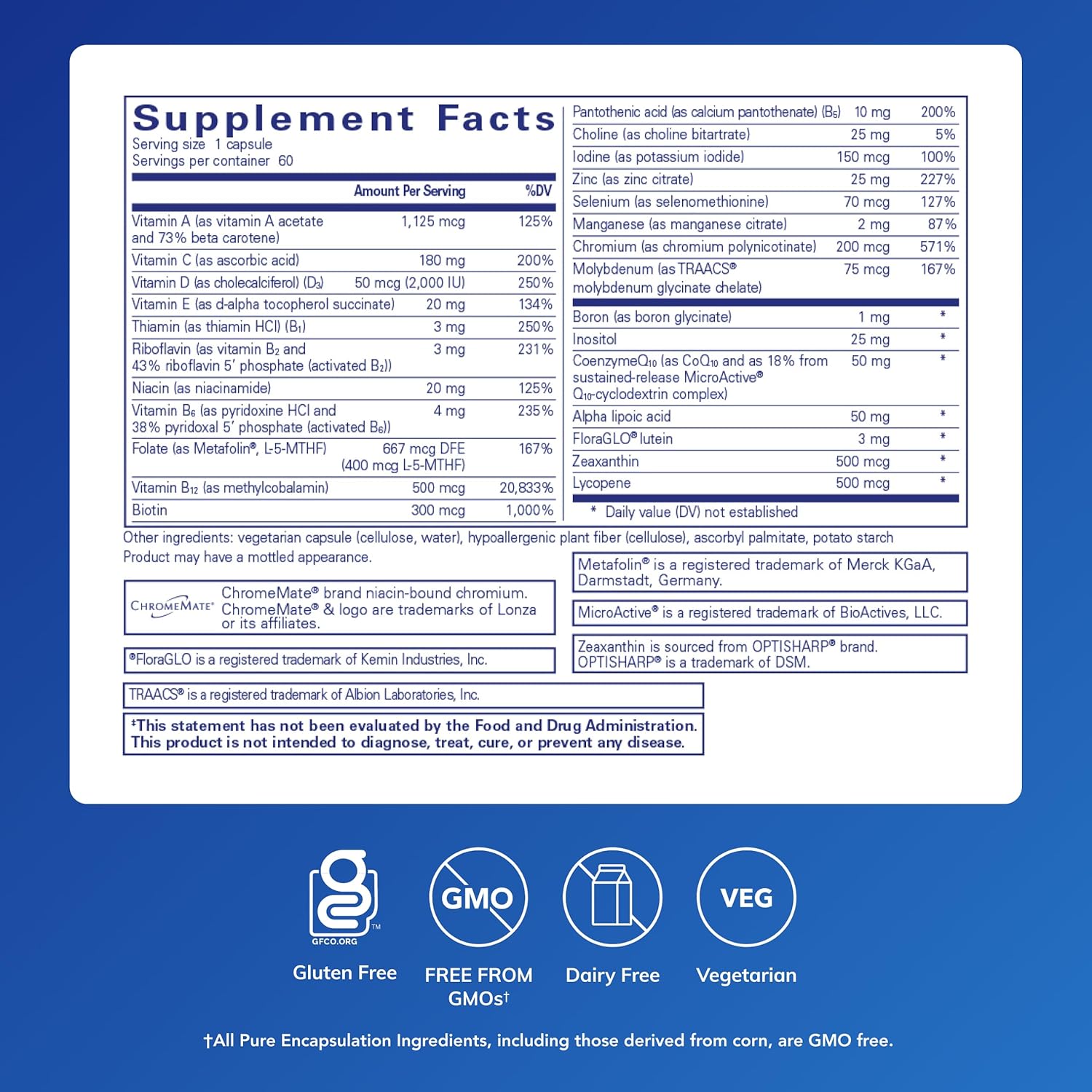 Pure Encapsulations O.N.E. Multivitamin - Once Daily Multivitamin with Antioxidant Complex Metafolin, CoQ10, and Lutein to Support Vision, Cognitive Function, and Cellular Health* - Image 2